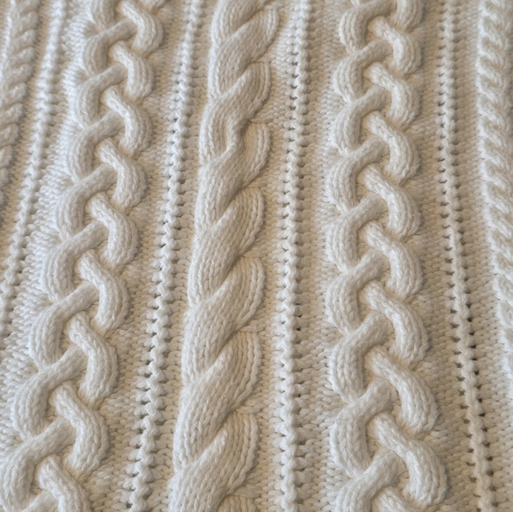 Lauren Ralph Lauren Cream Cotton Cable Knit Sweater 3/4 Sleeve Petite Small - Picture 4 of 7